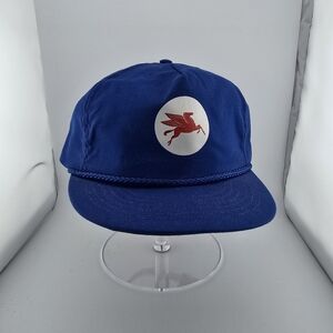 Blue Rope-Trim Cap with Red Pegasus Logo